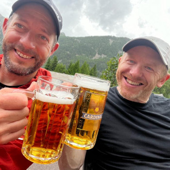 Having a break and a beer during the trip.&nbsp;