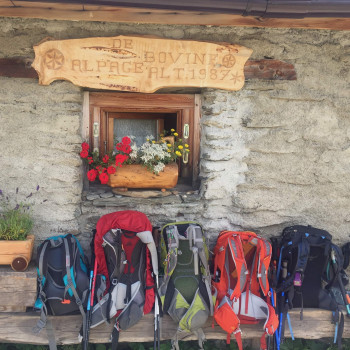 Well deserved rest at Alpage de Bovine after a day on the Tour du Mont Blanc