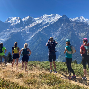 Taking in the views of Mont Blanc on our run.&nbsp;